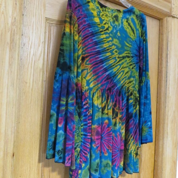 Tie Dye Mini dress or Blouse long bell sleeves - Picture 2 of 16